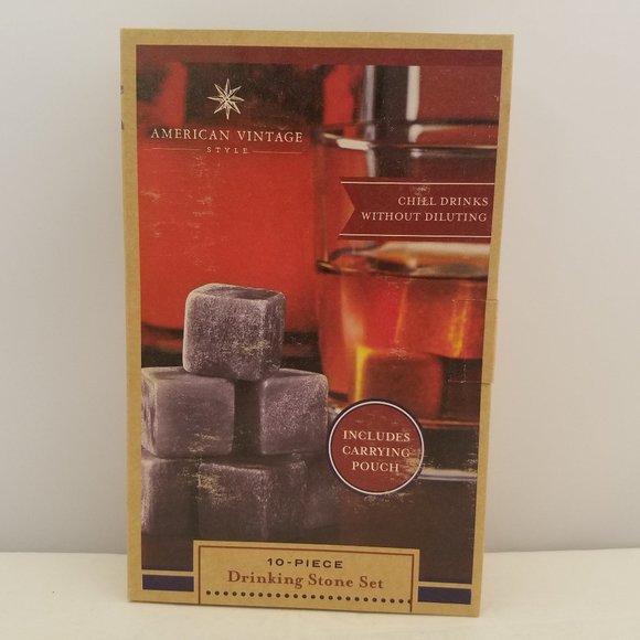 Drinking Stone Set w/ Carrying Pouch by American Vintage Style 10-Piece - Picture 2 of 6